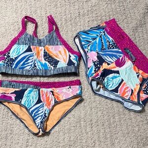 Athleta Kids Swim Set - Multicolor Tropical Print